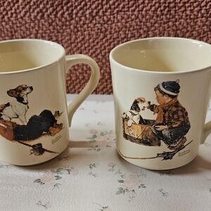 2 Norman Rockwell -"A Boy and His Dog"  by The Four Seasons Mug Collection 1984